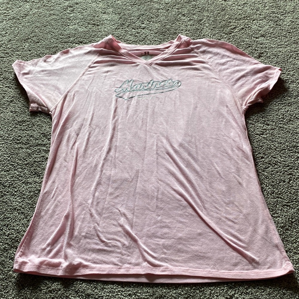 Under Armour Pink US Marines Graphic Tee Short Sleeve Athletic Casual SIZE S